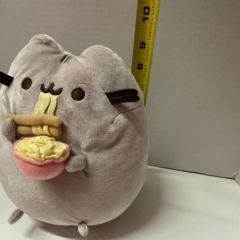 Pusheen Eating Noodles Plush Gray Stuffed Cat 2017 GUND 10